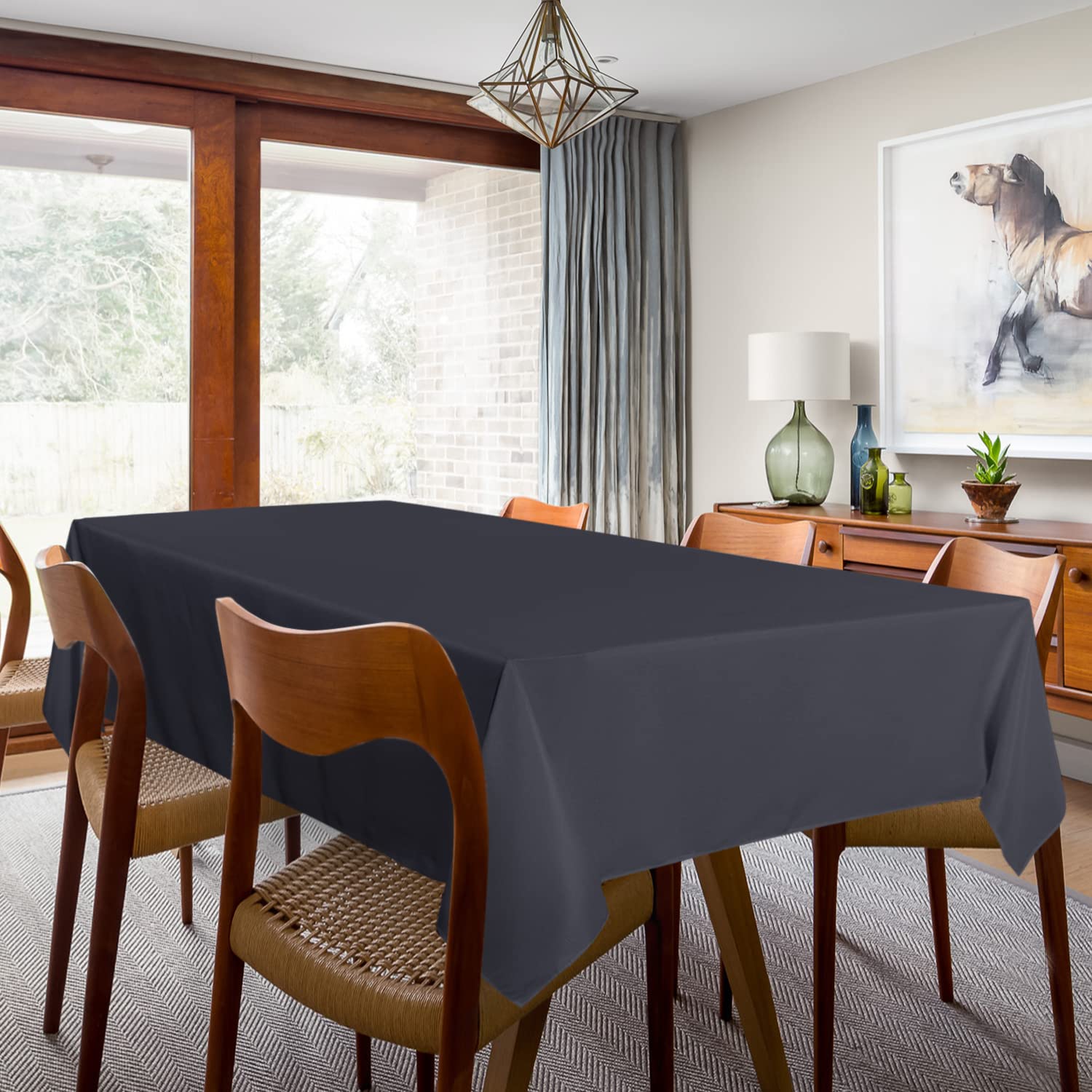 Sancua 2 Pack Dark Grey Tablecloth 60 X 84 Inch, Rectangle 4 Feet Table Cloth - Stain And Wrinkle Resistant Washable Polyester T